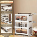 Axyaa 3-5 Tier Storage Cart - Wide Foldable Rolling Cabinet for Home Organization