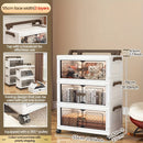 Axyaa 3-5 Tier Storage Cart - Wide Foldable Rolling Cabinet for Home Organization