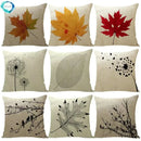 Axyaa Maple Leaf Print Linen Pillowcase for Home Decor and Sofa Comfort