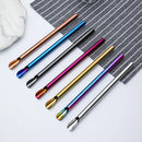 Axyaa 304 Stainless Steel Reusable 5Pcs Bubble Tea Straw Set with Brush and Spoon