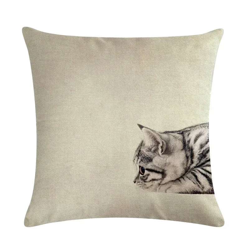 Axyaa Animal Pillowcase Family Car Pillow Case Cartoon Flax Cushion Cover