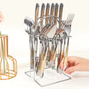 Axyaa Stainless Steel Tableware Set: Steak Knife, Fork, Dessert Spoon - 24pcs