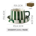 Axyaa Minimalist Stripe Ceramic Coffee Cup and Saucer Set