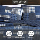 Axyaa Eastmont Navy Queen Quilt Set with Reversible Cotton Bedding & Shams