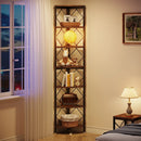 Axyaa 7-Tier Tall Industrial Corner Bookcase for Small Spaces