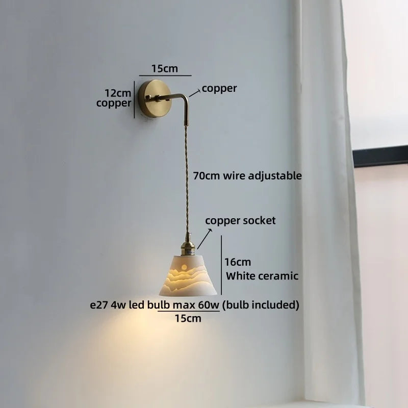 Axyaa Ceramic Shade LED Wall Lamp: Up Down Rotate Stair Lighting Fixture