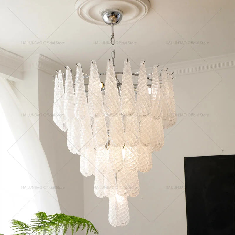 Axyaa Crystal Glass Chandelier: Elegant Villa Duplex Staircase Light