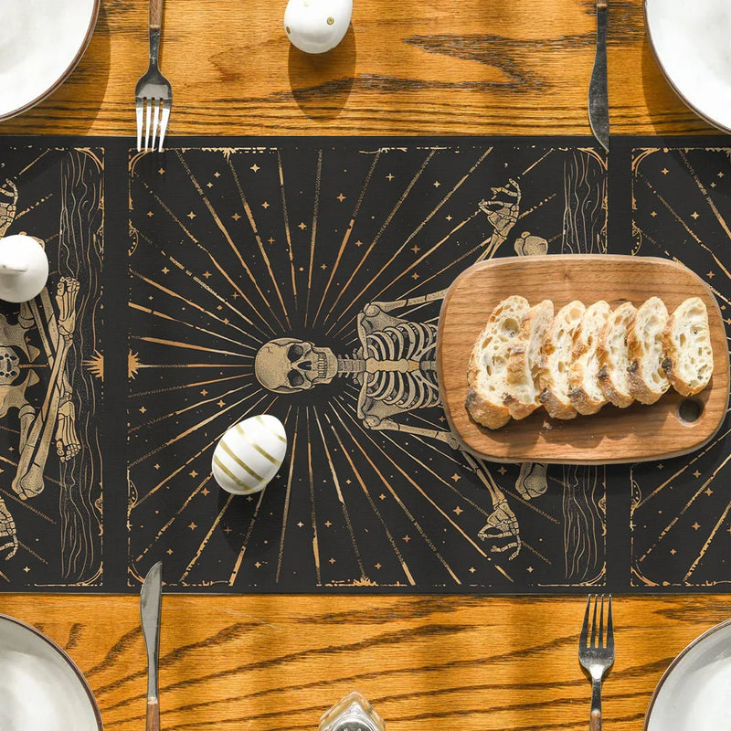 Axyaa Skull Astrology Table Runner for Wedding Decor and Dining Table Display