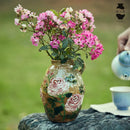 Axyaa Rose Hand-Painted Ceramic Vase for Living Room Decoration and Flower Arrangement