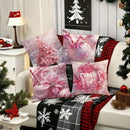 Axyaa Pink Christmas Stick Garland Pillowcase
