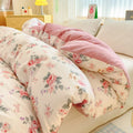 Axyaa Floral Print Reversible Cotton & Flannel Duvet Cover - Single to King Sizes