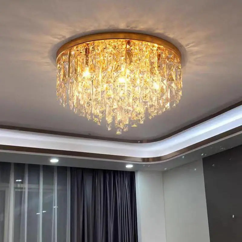 Axyaa Crystal LED Ceiling Chandelier - Modern Bedroom Lighting Fixtures