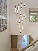 Axyaa Tapered Chandelier: Modern Nordic Pendant for Living Room, Staircase, Attic
