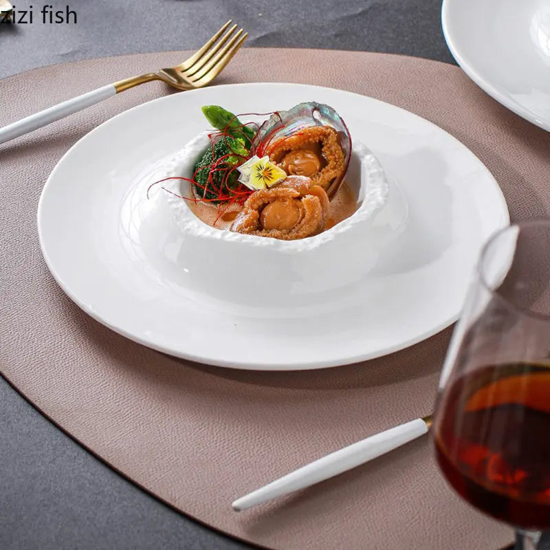 Axya Irregular Ceramic Dinner Plate Soup Pasta Snack Dessert Solid Color Tableware