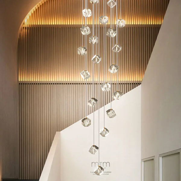 Axyaa Luxury Crystal LED Staircase Chandelier - Creative Indoor Stair Lighting