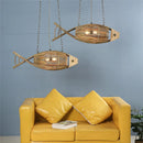 Axya Bamboo Fish Pendant Lights Retro Bar Teahouse Lamp Farm Hotel Wall Decor