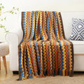 Axyaa Boho Knit Throw Blanket with Tassels - Soft Woven Sofa and Bed Plaid