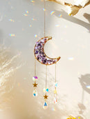 Axyaa Moon Crystal Suncatcher with Colorful Prism Pendant - Garden, Patio, Home Décor