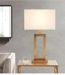 Axyaa Brass Rectangle Table Lamp with Fabric Shade - Nordic E27 Bulb