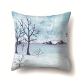 Axyaa Winter Snow Scene Print Pillow Cover for Home Decor 45X45CM