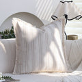 Axyaa Striped Fringed Cushion Cover - Boho Stylish Home Decor 45x45cm