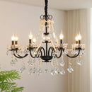 Axyaa Black Lotus Edge Crystal Chandelier: Elegant Home Room Decor Pendant Light