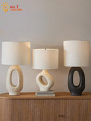 Axyaa Modern Wabi-sabi LED Resin Table Lamp in Black/White for Living Room, Bedroom, Bar