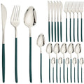 Axyaa 24Pcs Gold Stainless Steel Cutlery Set Dinnerware Flatware Silverware