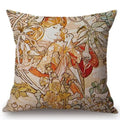 Axyaa Art Nouveau Mucha Gallery Cushion Cover - Beautiful Girl Pattern Linen Pillowcase