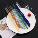 Axyaa Glass Straws - 5Pcs Colorful, Eco-Friendly Wavy Design for Juice & Cocktails
