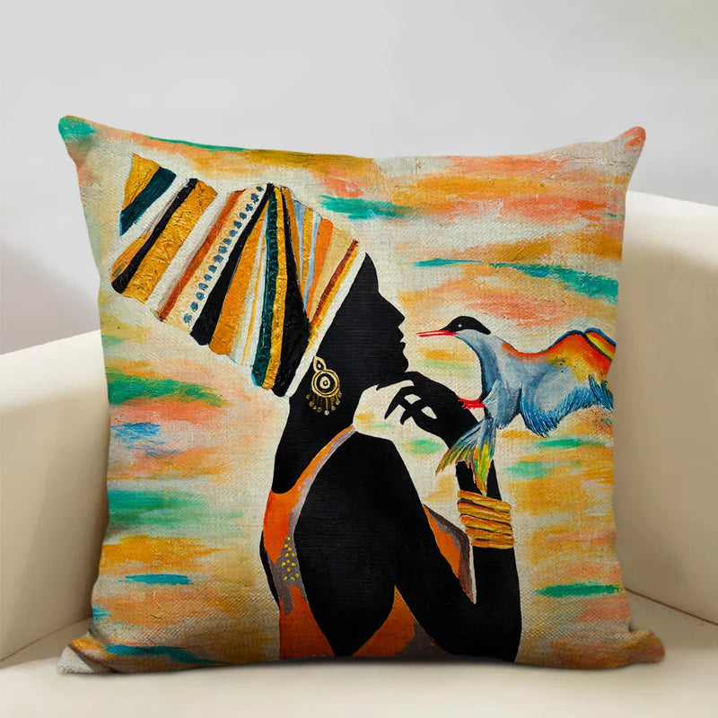 Axyaa African Woman Ethnic Cushion Cover 45x45cm