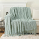 Axyaa Plaid Knit Throw Blanket Soft Woven Sofa Bedspread Green Decorative Summer Blanket