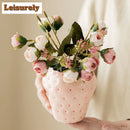 Axyaa Ceramic Strawberry Vase Flower Basket, Zen Style for Home Decor or Tea Set