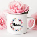 Axyaa Personalized Enamel Flower Mug for Bachelorette Party and Wedding Bridal Shower
