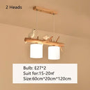Axyaa Nordic Wood Birds Chandelier: Log Style Lighting Fixtures for Home Decor