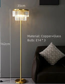 Axyaa Luxury Crystal Floor Lamp Retro Creative Living Room Study Hotel Bedroom Table Light