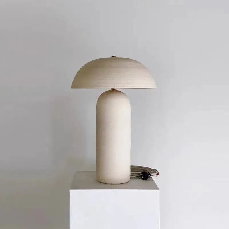 Axyaa Ceramicah Tera Lamp: Retro Mushroom Design for Living Room, Bedroom or Bedside