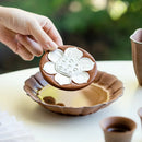 Axyaa Lotus Tea Tray with Gilded Silver Details & Handmade Rock Mud Pot