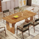 Axyaa 71" Modern Dining Table for 6-8, Wood Pedestal Base Kitchen Table