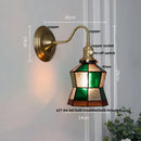 Axyaa Green Glass LED Wall Sconce with Copper Knob Switch