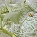 Axyaa 4-Piece Queen Size Dark Olive Green Duvet Cover Set