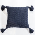 Axyaa Soft Knit Cushion Cover 45x45cm Solid Pillow Case with Tassels