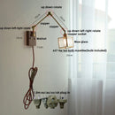 Axyaa Ash Wood LED Swing Arm Wall Lights with Pull Chain Switch & Blue Glass