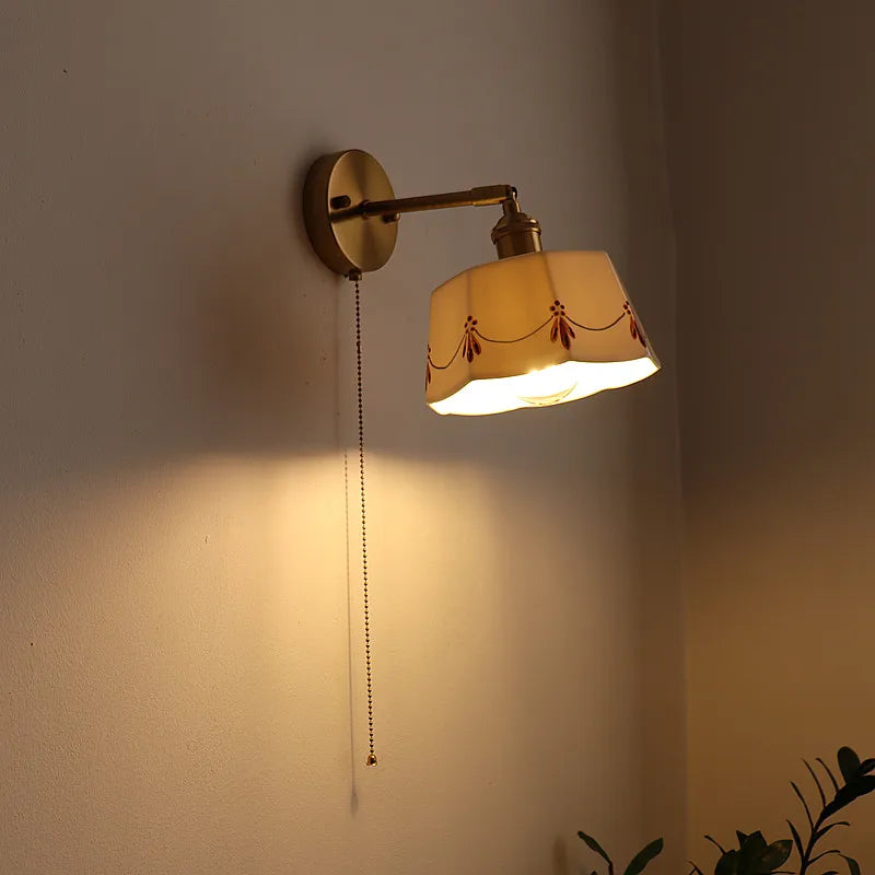 Axyaa Ceramic Copper LED Wall Sconce for Modern Living Room Bedroom Bar Mirror Light