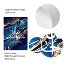 Axyaa Blue Gold Marble Ayatul Kursi Islamic Calligraphy Wall Art Canvas
