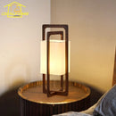 Axyaa Wabi-sabi Walnut Wood Zen Table Lamp LED E27 Fabric Shade Minimalist Desk Light
