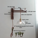 Axyaa Clear Glass LED Wall Sconce with Arm, Black Walnut Wood, Pull Chain - Modern Indoor Lighting
