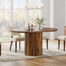 Axyaa 55" Rustic Wood Oval Dining Table for 4-6 People, Small Seminar Table