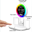 Axyaa Rechargeable LED Desk Lamp with Fan, Clock, and Night Light