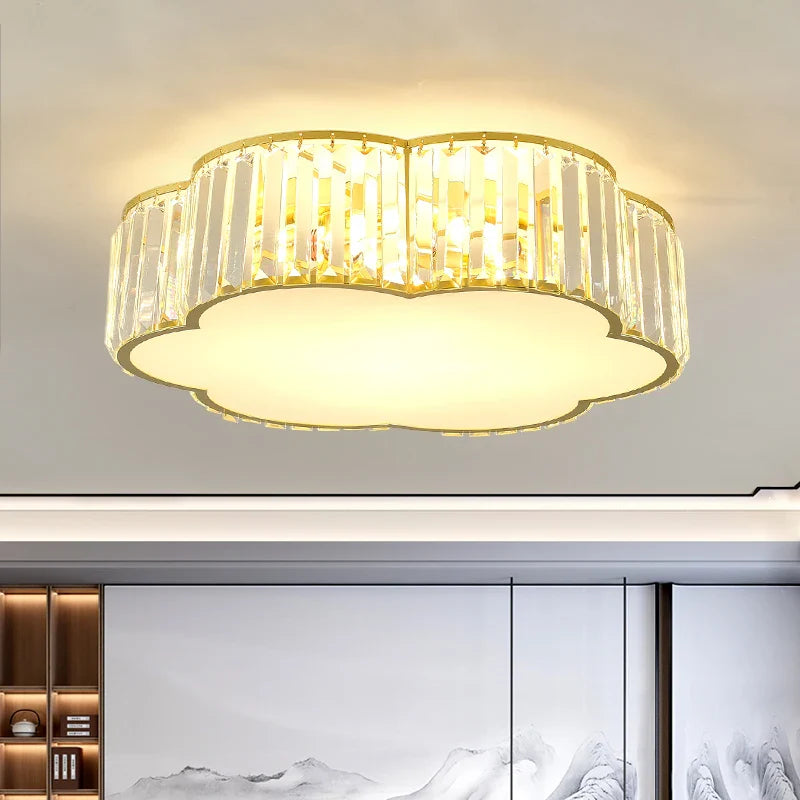 Axyaa Crystal Ceiling Light: Modern Elegant Lighting for Living Room, Bedroom, Restaurant, Hotel